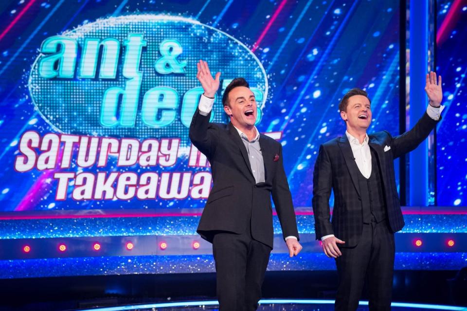 Ant and Dec on ‘Saturday Night Takeaway’ (Kieron McCarron/ITV/Shutterstock)