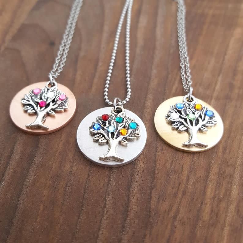 21) Family Tree Birthstone Necklace