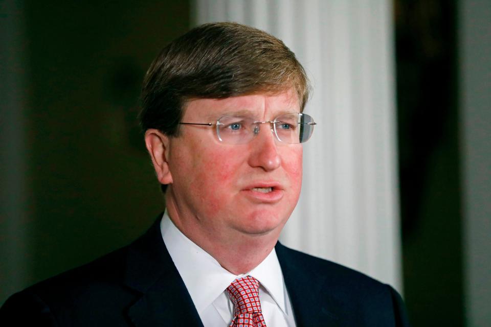 Mississippi Governor Tate Reeves speaks at a news conference (POOL/AFP via Getty Images)