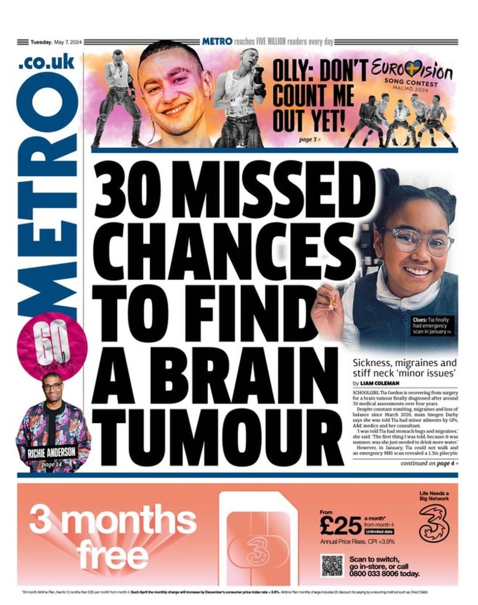 The Metro front page