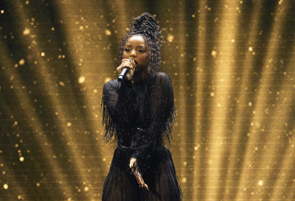 Chloe Bailey performs a tribute to Missy Elliott at the Black Music Collective on Thursday, Feb. 2, 2023, at The Hollywood Palladium in Los Angeles. (AP Photo/Chris Pizzello)