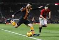 Britain Football Soccer - Manchester United v Hull City - EFL Cup Semi Final First Leg - Old Trafford - 10/1/17 Hull City's Robert Snodgrass in action with Manchester United's Matteo Darmian Action Images via Reuters / Jason Cairnduff Livepic