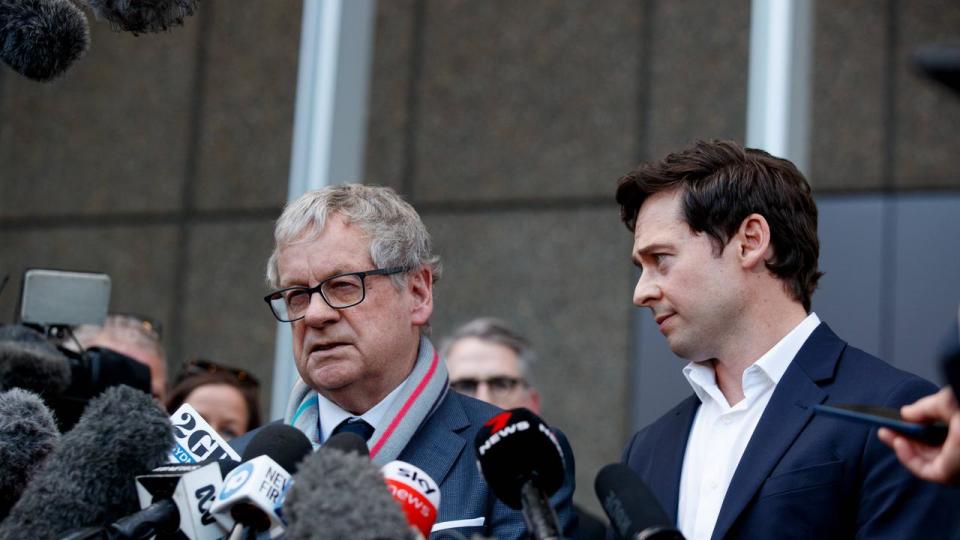 SYDNEY, AUSTRALIA - NewsWire Photos JUNE 1, 2023: Journalists Chris Masters and Nick McKenzie address media after the judgment in Ben Roberts Smith v Nine. Picture: NCA NewsWire / Nikki Short