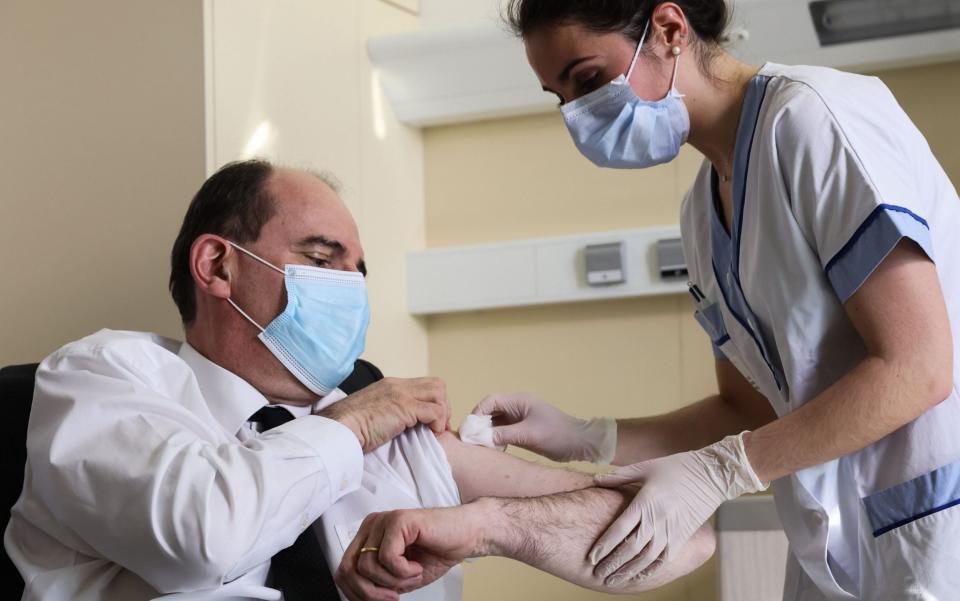 Prime Minister Jean Castex is vaccinated with AstraZeneca Covid-19 vaccine after EMA gave green light - THOMAS COEX/POOL/EPA-EFE/Shutterstock