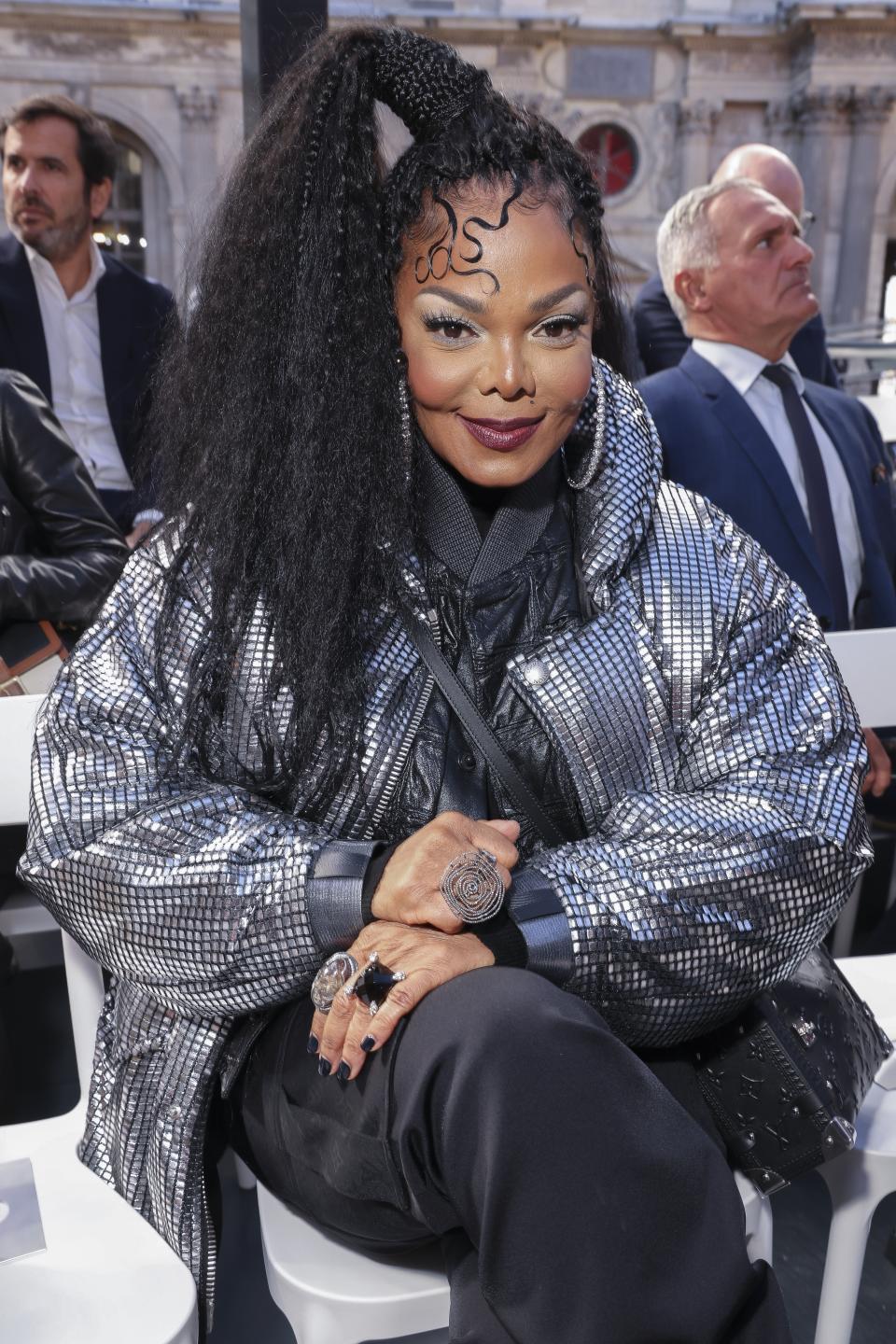 FILE - Janet Jackson attends the Louis Vuitton ready-to-wear Spring/Summer 2023 fashion collection presented Tuesday, Oct. 4, 2022 in Paris. Jackson turns 57 on May 16. (Photo by Vianney Le Caer/Invision/AP, File)