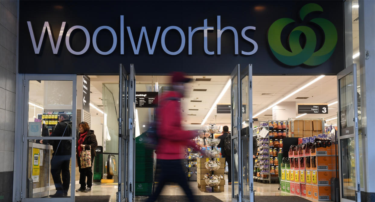 A Woolworths Group representative confirmed the sign at the Blacktown store was ‘put up in error’ and has since been removed. Source: AAP, file