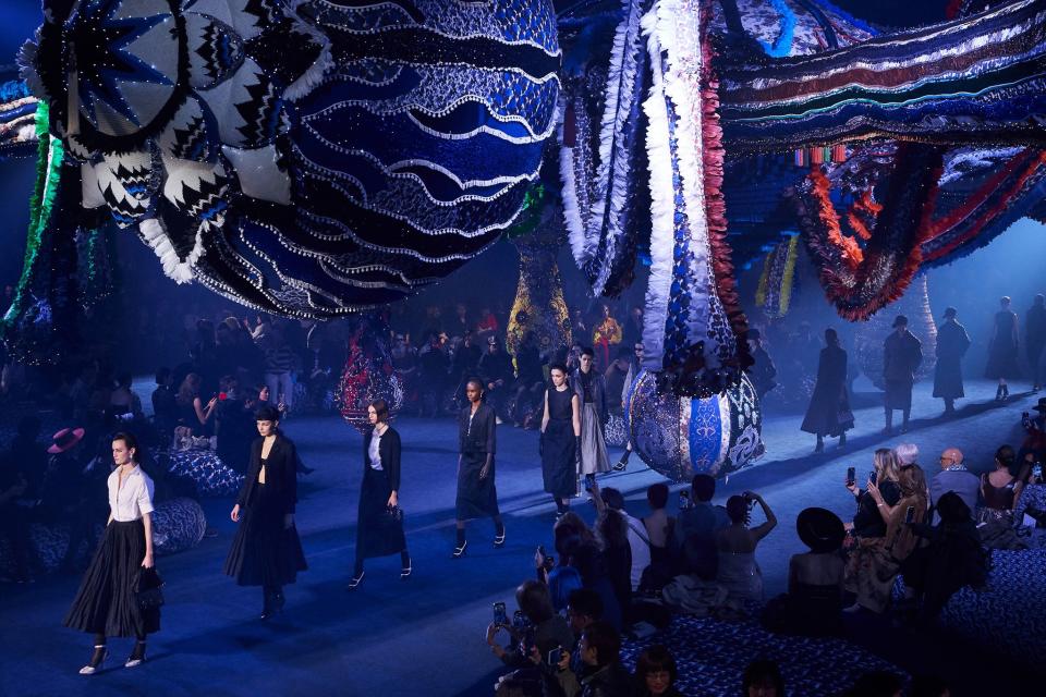 Joana Vasconcelos's "Valkyrie" set design at the Dior 2023-2024 fall/winter runway show.