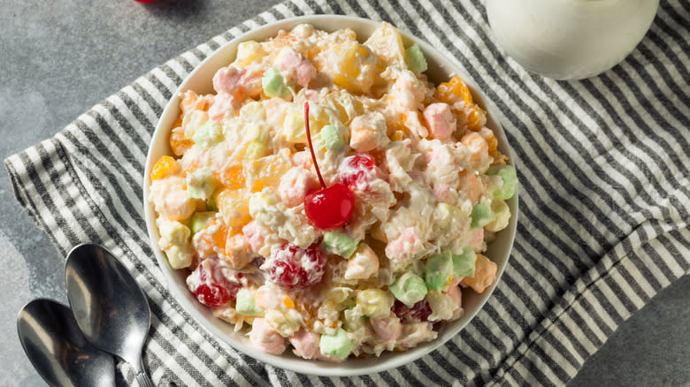 A bowl of ambrosia salad