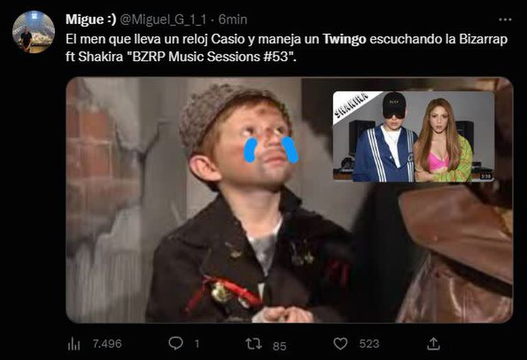 Meme sobre la canción de Shakira en el Music Session 54 de Bizarrap