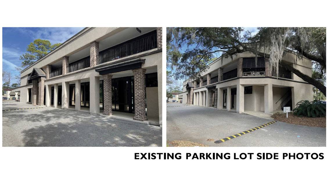Images submitted to the Town of Hilton Head Island Design Review Board Meeting on April 25, 2023, were used to seek approval to convert the former office building on William Hilton Parkway into residential housing.