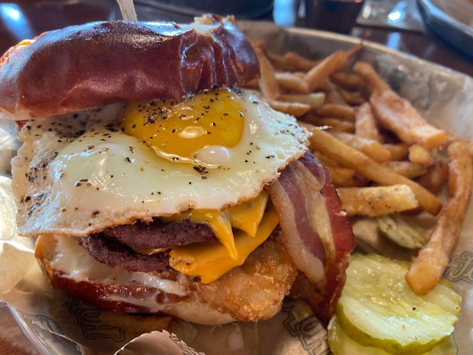 The Hangover Helper Burger is a new menu item at HopCat Livonia.