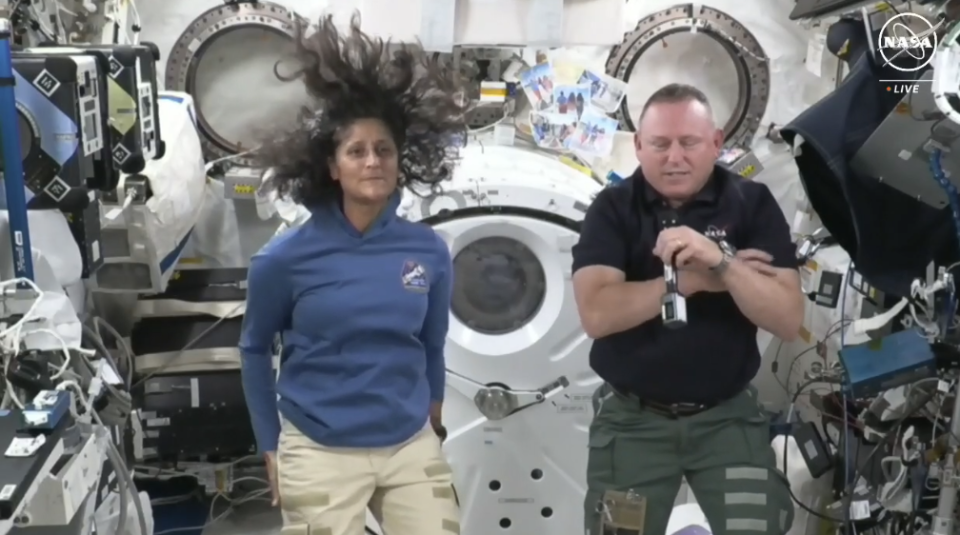 Suni Williams and Butch Wilmore speak to NASA officials during a live streamed event on Monday, June 10.