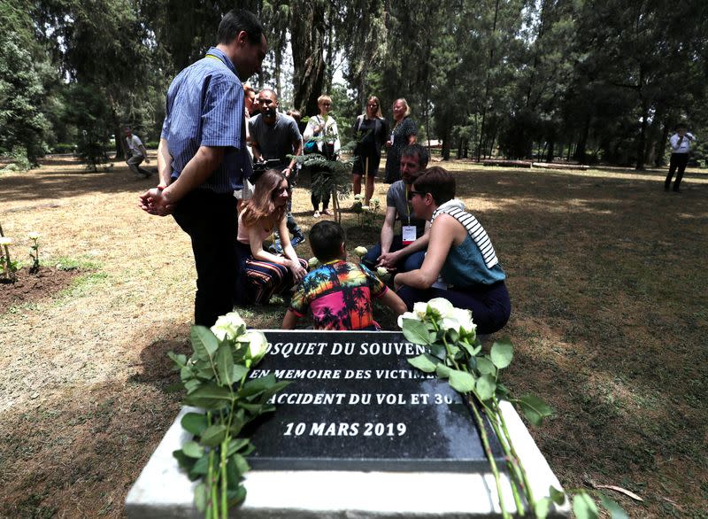 FILE PHOTO: A monument for the victims of the Ethiopian Airlines Flight ET302 Boeing 737 Max plane crash is seen during a memorial ceremony at the French Embassy in Addis Ababa