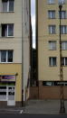 The 5-foot-wide alleyway in Warsaw, Poland, before the Keret Home was inserted.