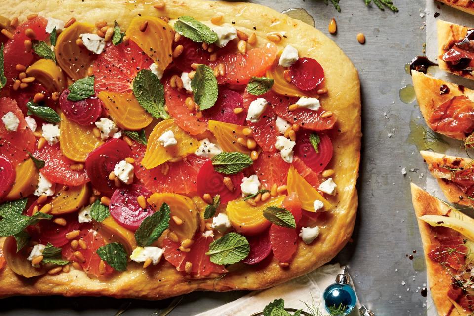 Grapefruit-Beet-Goat Cheese Flatbread