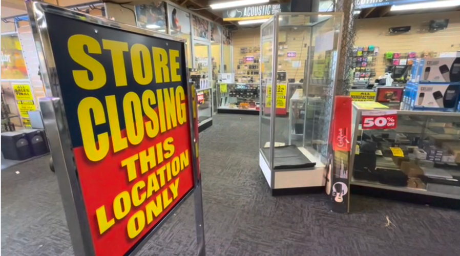 The Sam Ash Music in Hollywood is one of seven Southern California locations that will be closing. The company announced it will be closing all 42 locations across the country on May 3, 2024. (KTLA)