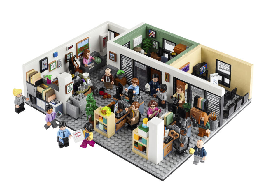 This photo shows “The Office” Lego set. Lots of big-kid sets are available to please adult builders this holiday season. (The Lego Group via AP)
