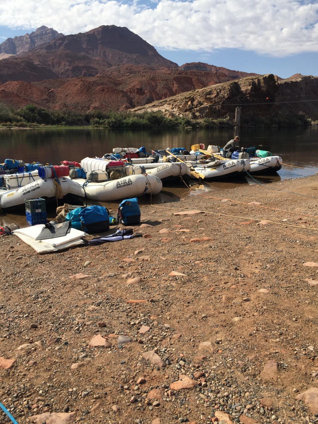 Provisions are loaded onto rafts at Lee's Ferry, the beginning of our Colorado River adventure.