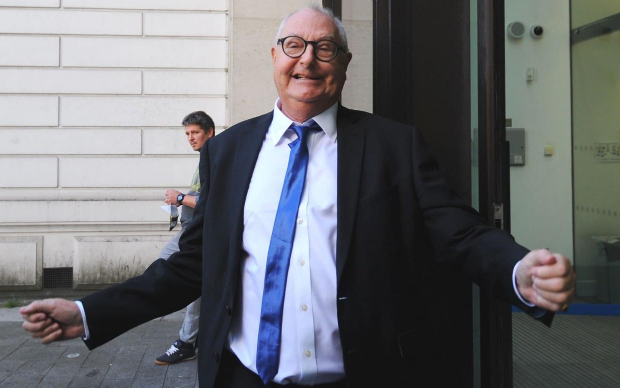 Jonathan King outside Westminster Magistrates' Court on Monday - PA