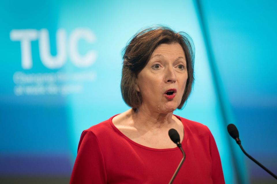 Frances O’Grady said more than 250,000 workers were self-isolating last month without decent sick pay (Stefan Rousseau/PA) (PA Wire)