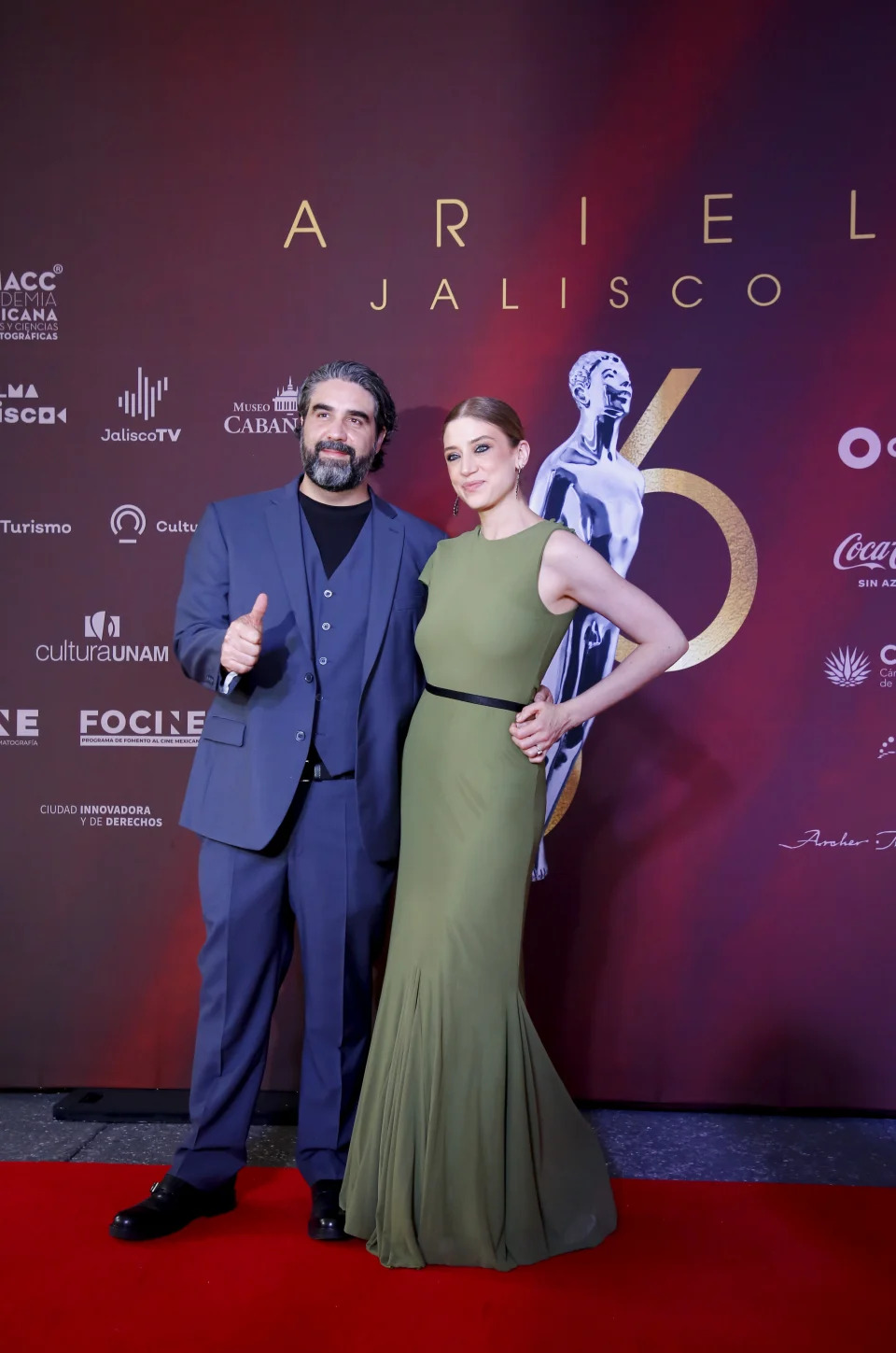 GUADALAJARA, MEXICO - SEPTEMBER 7: Tato Alexander (R) poses for photo during a Red Carpet of Ariel Awards 2024 at Teatro Diana on September 7, 2024 in Guadalajara, Mexico. (Photo by Medios y Media/Getty Images)