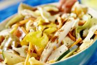 <p>This lunch has just about everything you want in a complete meal: protein, fresh vegetables, and plenty of carbs. Healthy and refreshing, this easy-to-make pasta salad features zucchini, yellow squash, ripe red tomato, and basil, giving it a bright flavor that will make any workday happier.<br><br><a href="http://www.thedailymeal.com/chicken-and-vegetable-pasta-salad-recipe" rel="nofollow noopener" target="_blank" data-ylk="slk:For the Chicken and Vegetable Pasta Salad recipe, click here.;elm:context_link;itc:0;sec:content-canvas" class="link "><b>For the Chicken and Vegetable Pasta Salad recipe, click here.</b></a></p>