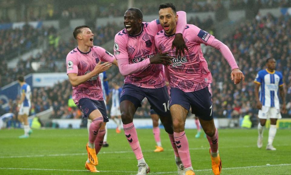 Dwight McNeil celebrates scoring Everton’s fourth in their incredible 5-1 win over Brighton