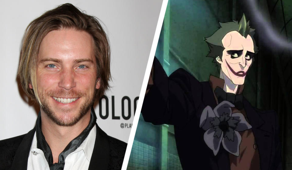 <p>After voicing The Joker in the video game, ‘Arkham Origins’, Troy Baker went on to lend his voice to the iconic villain for the straight-to-video movie. Apparently, Baker was inspired to get into voice acting by the original ‘Batman: The Animated Series’. (Credit: Warner Bros.) </p>