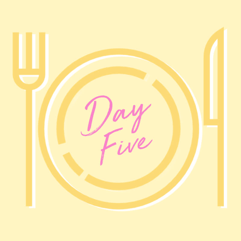 <h2>Day Five</h2> <p>Thursday is when things all went to hell. I have a thing about leftovers, and couldn't stomach eating turkey breast and veggies that was over three days old. So, on Sunday I only made myself enough food to last me through Wednesday.</p> <p>I knew I should have cooked again the night before, but <em>The Handmaid's Tale </em>was new and I just really didn't want to.</p> <p>So I bought a salad from the restaurant down the street. What was I supposed to do, not eat? I figured since I walked to pick it up instead of having something delivered it was an okay compromise.</p> <p>I normally work out in the mornings, except for Thursdays where I work out after work. By the time I was done it was nearly 8pm and had no more pasta sauce at home. Normally I would have picked something up on the way back, but for the integrity of this experiment/I was tired and didn't feel like interacting with people I resisted.</p> <p>I got home and made the saddest dinner of baked turkey breast and microwaved (organic!) frozen peas. Yes, it was bland, but it also tasted like success.</p> <p> <strong>Related Articles</strong> <ul> <li><a rel="nofollow noopener" href="http://thezoereport.com/fashion/style-tips/box-of-style-ways-to-wear-cape-trend/?utm_source=yahoo&utm_medium=syndication" target="_blank" data-ylk="slk:The Key Styling Piece Your Wardrobe Needs;elm:context_link;itc:0;sec:content-canvas" class="link ">The Key Styling Piece Your Wardrobe Needs</a></li><li><a rel="nofollow noopener" href="http://thezoereport.com/living/home/ikea-byredo-collaboration/?utm_source=yahoo&utm_medium=syndication" target="_blank" data-ylk="slk:Ikea Is Partnering With Our Favorite Fragrance Company, And We Can't Wait;elm:context_link;itc:0;sec:content-canvas" class="link ">Ikea Is Partnering With Our Favorite Fragrance Company, And We Can't Wait</a></li><li><a rel="nofollow noopener" href="http://thezoereport.com/living/entertaining/rachel-zoe-banana-bread-recipe/?utm_source=yahoo&utm_medium=syndication" target="_blank" data-ylk="slk:Rachel Zoe's Majorly Addictive Banana Bread Recipe;elm:context_link;itc:0;sec:content-canvas" class="link ">Rachel Zoe's Majorly Addictive Banana Bread Recipe</a></li> </ul> </p>