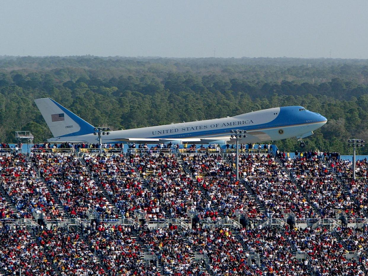 The photo first tweeted by Brad Parscale, before he deleted it, showed Air Force One taking off with former US president George Bush aboard in 2004: Getty Images