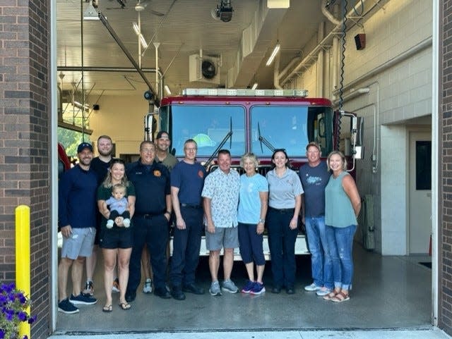 The Riber family met September 1 at the Coldwater Fire station to thank those that never gave up in their efforts to save Rob Riber's life in October 2022.