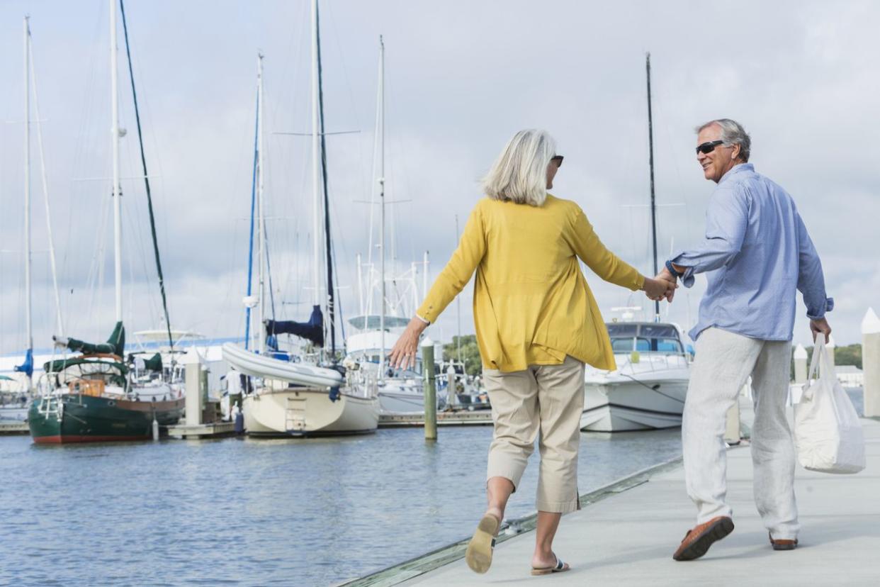 seniors at boat dock