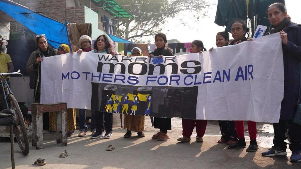 Bhavreen Kandhari (left), standing with members of Warrior Moms, a coalition of women fighting for their children’s right to breath clean air (Handout/Warrior Moms)