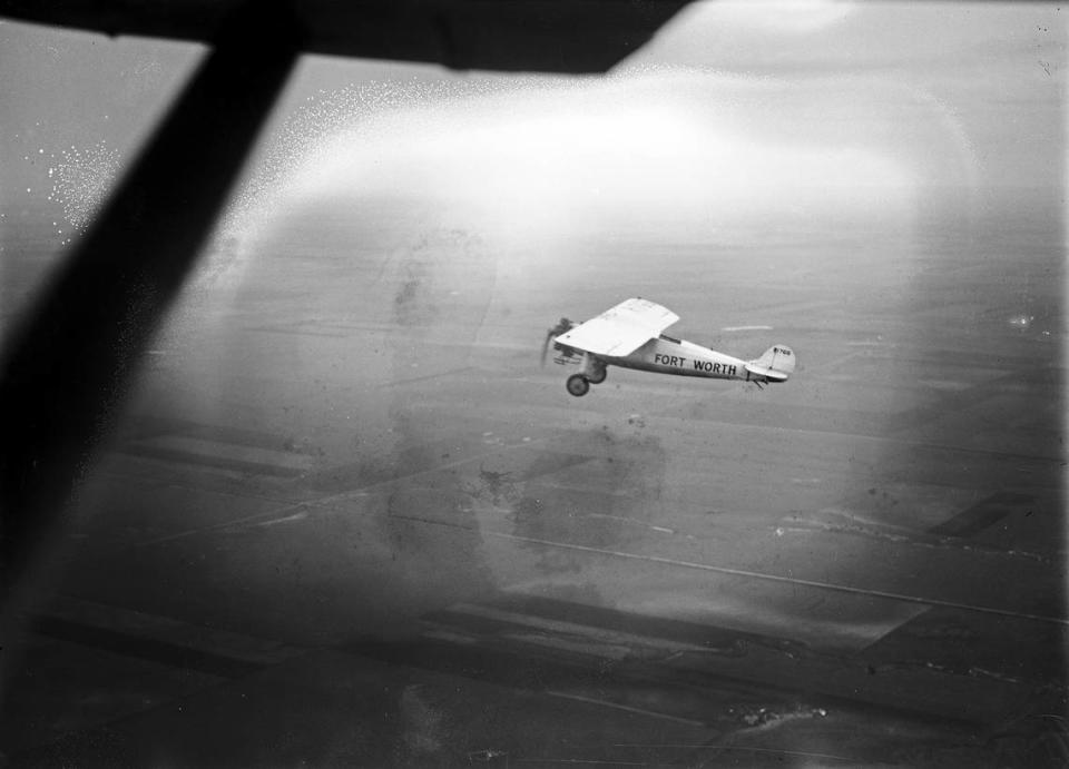 Reg L. Robbins and James Kelly flew a Ryan Monoplane B-1 Brougham named “Fort Worth” during their record-setting endurance flight in 1929.