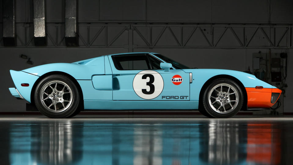 A 2006 Ford GT Heritage Edition supercar.