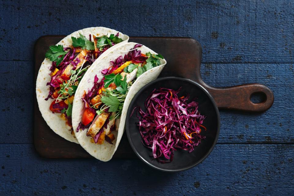 Chicken tacos with slaw