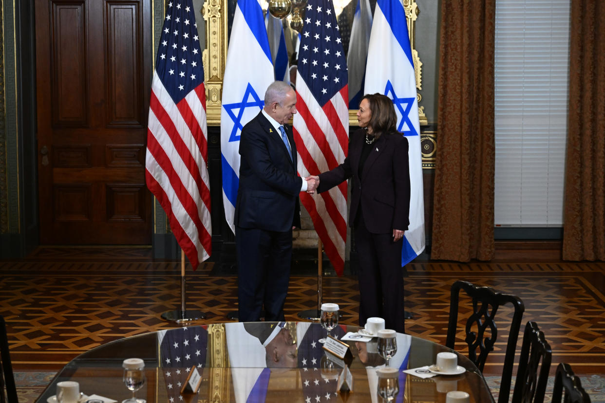 Vice President Kamala Harris and Israeli Prime Minister Benjamin Netanyahu meet in Washington, D.C., in July. 