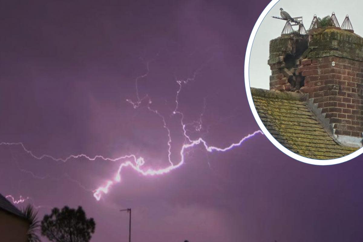 A lightning strike in Oxfordshire has shattered a chimney. <i>(Image: Lydia Lee Collyer and Tony Steele)</i>