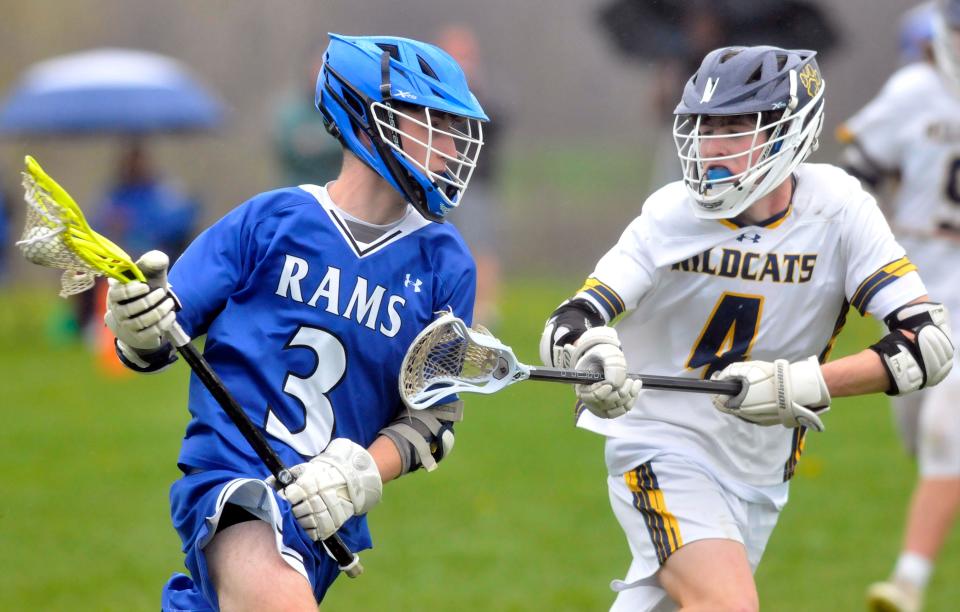 Haverling's Ezra Hoad (3) protects the ball as Marcus Whitman's Brody Royston defends during Tuesday's game.