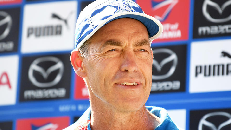 Alastair Clarkson has stepped down as coach of North Melbourne for an indefinite period of time in order to focus on his health and wellbeing. (Photo by Morgan Hancock/Getty Images)