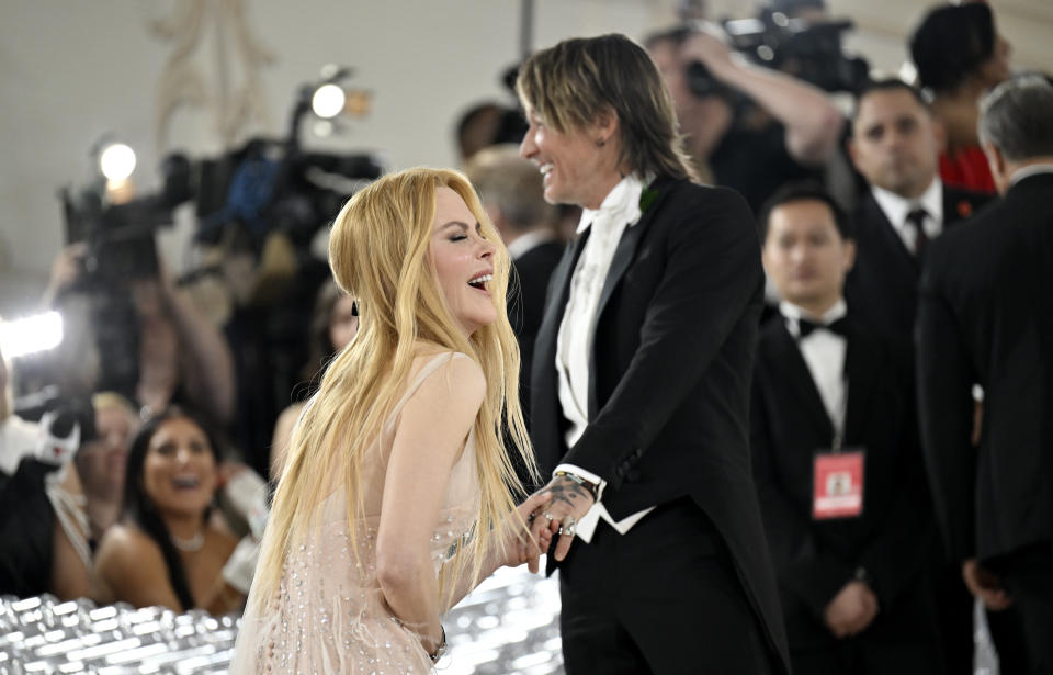 Nicole Kidman, left, and Keith Urban attend The Metropolitan Museum of Art's Costume Institute benefit gala celebrating the opening of the "Karl Lagerfeld: A Line of Beauty" exhibition on Monday, May 1, 2023, in New York. (Photo by Evan Agostini/Invision/AP)