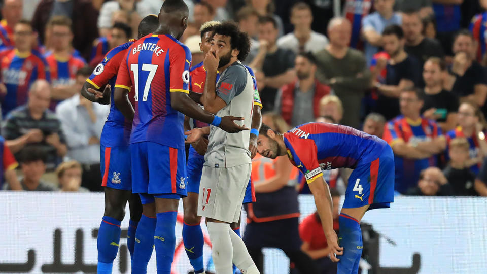 Salah was at the centre of two massive incidents against Palace. Pic: Getty