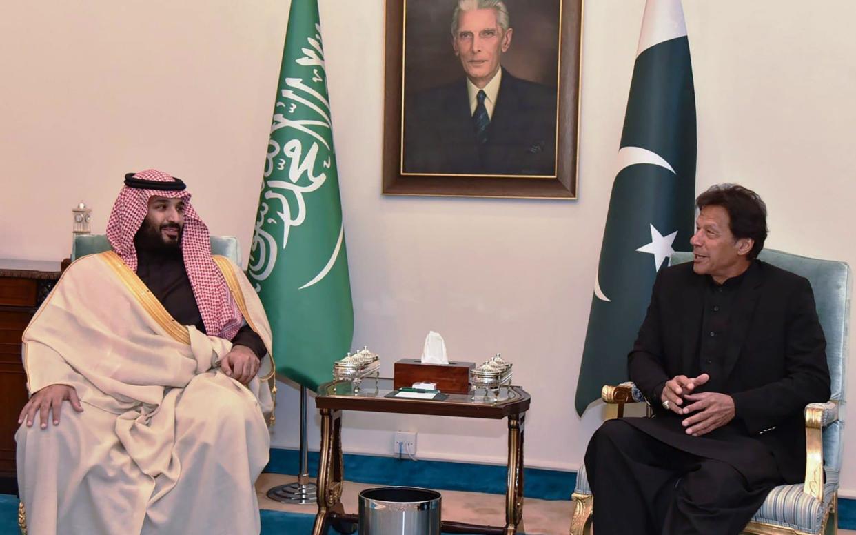 Imran Khan speaks with Saudi Arabia's crown prince, Mohammed Bin Salman - AFP