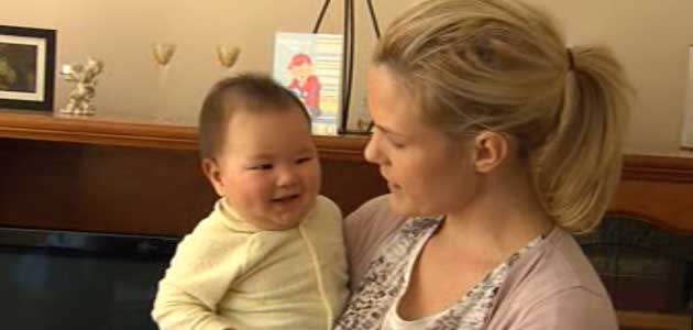 (Credit: 7News) Renee Buckley was fined for illegally parking to breastfeed her son, Alistair.