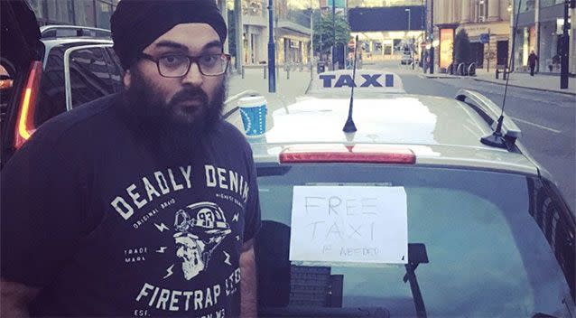 AJ Singh offered free lifts to stranded and injured people after Monday's attack. Source: Yahoo UK