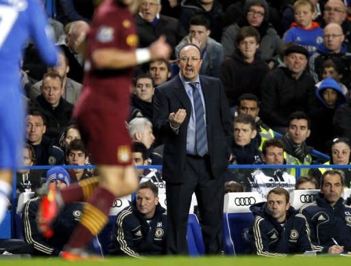 Chelsea interim manager Rafael Benitez at the Premier League match against Manchester City on November 25. He will face the wrath of his new club's fans for the second time when they tackle Fulham in the Premier League on Wednesday