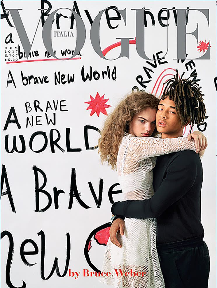 <i>Vogue Italia</i> January cover shot by Bruce Weber and styled by Paul Cavaco. (Courtesy Vogue Italia)