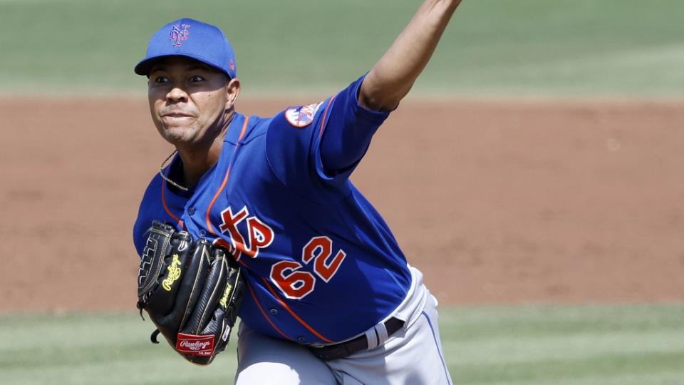 Mar 5, 2023;  Jupiter, Florida, USA;  New York Mets pitcher Jose Quintana (62) pitches against the St.  Louis Cardinals in the third inning at Roger Dean Stadium.  Mandatory Credit: Rhona Wise-USA TODAY Sports