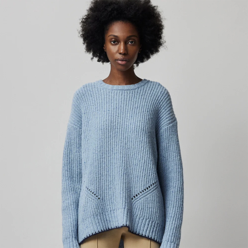 blue crewneck sweater