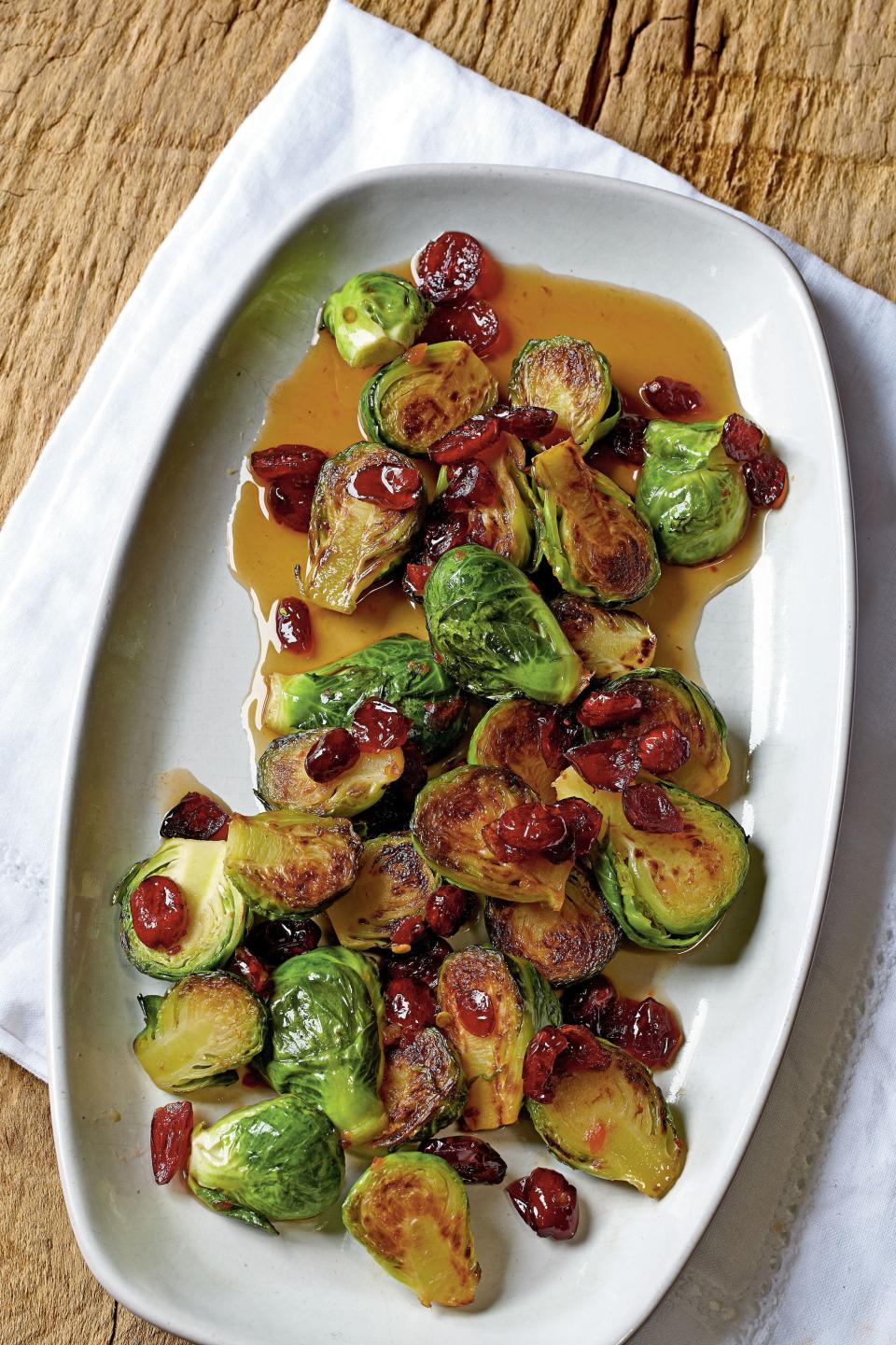 Asian-Roasted Brussels Sprouts with Cranberries